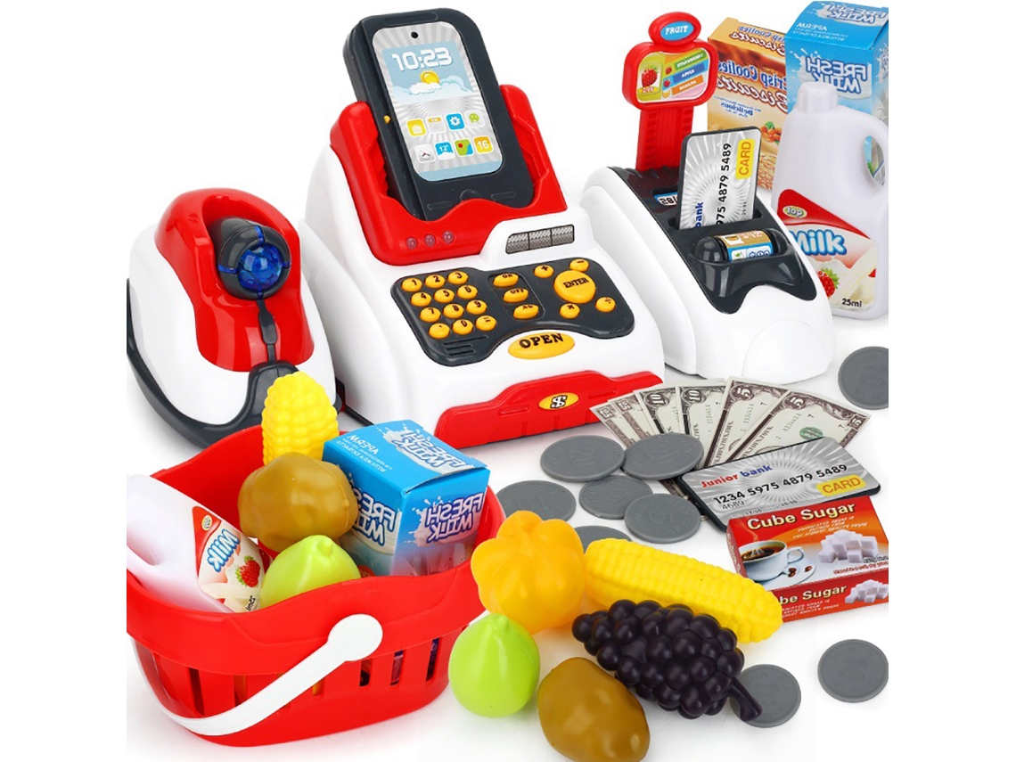 Ats set de Caixa Registradora de Supermercado Brinquedos Educatsivos de Jogo Simulado para Crianças