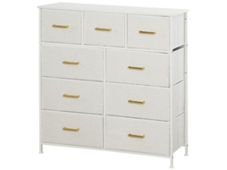 Cômoda 9 Gavetas Estofadas Branco Creme Dormitório Sala