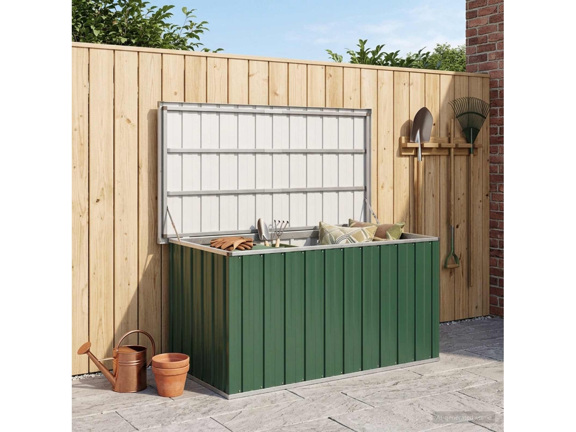 Vidaxl Caixa De Armazenamento Para Jardim Verde 129x67x65 Cm
