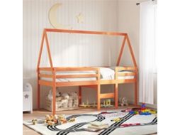 Vidaxl Cama Alta Com Telhado 75x190 Cm Pinho Maciço Castanho-mel