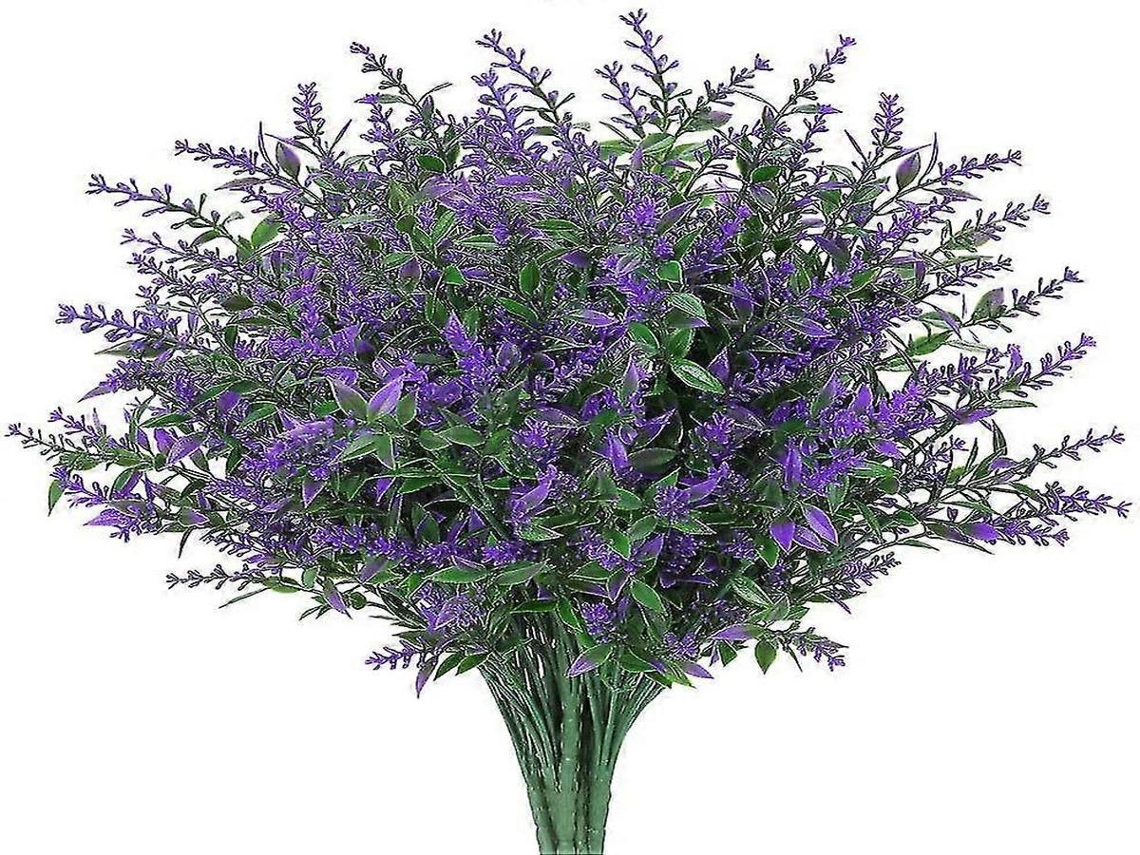 Lavanda Artificial - 8 Buquês, Conjunto De 8 Peças - 38 Cm - Aspeto Realista - Para Interiores E Exterior E Casamentos | Lurelia