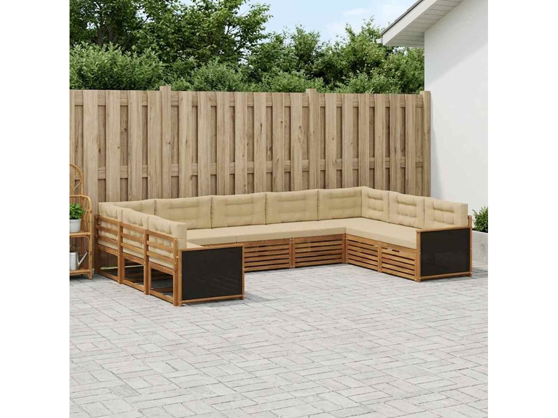 Vidaxl Conjunto De Sofás Para Exterior 9 Unid. Natural E Bege