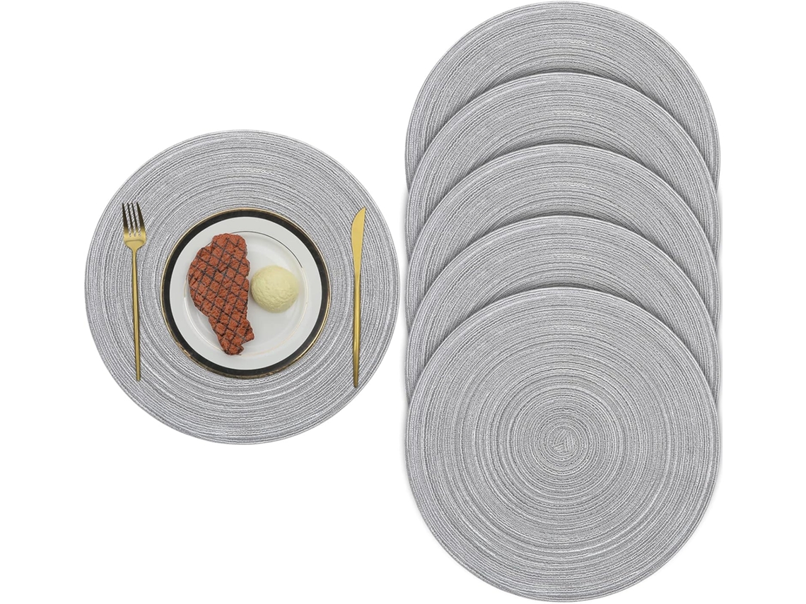 6 Posavasos Redondos De Tejido - Aislantes - Gris