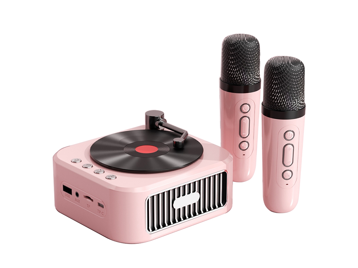 Altifalante Sem Fio Portátil Bt5.3 Com Microfones Som Hifi Cartão Usb Tf Tempo De Reprodução De 10h