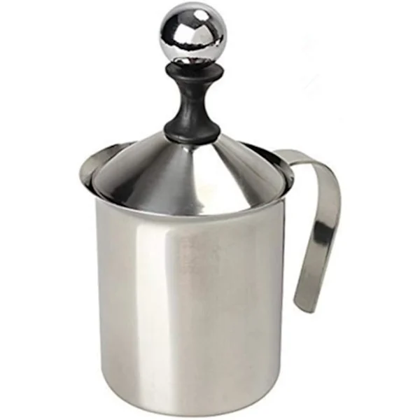 Espumador de Leite Manual, Manual em Aço Inoxidável, Portátil para Café, AQUAFORGE (400 Ml)