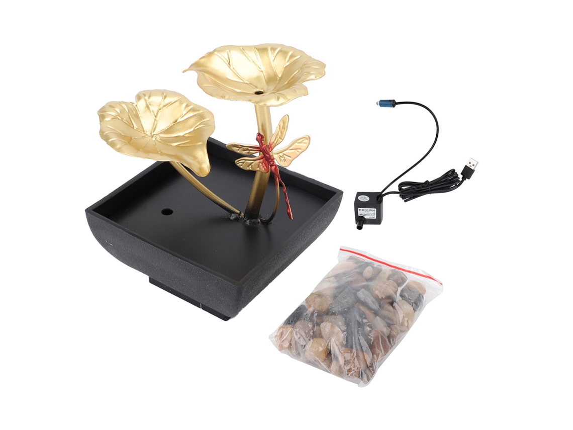 Fonte de Água Usb LAXISCREED Folha de Lótus com Libélula