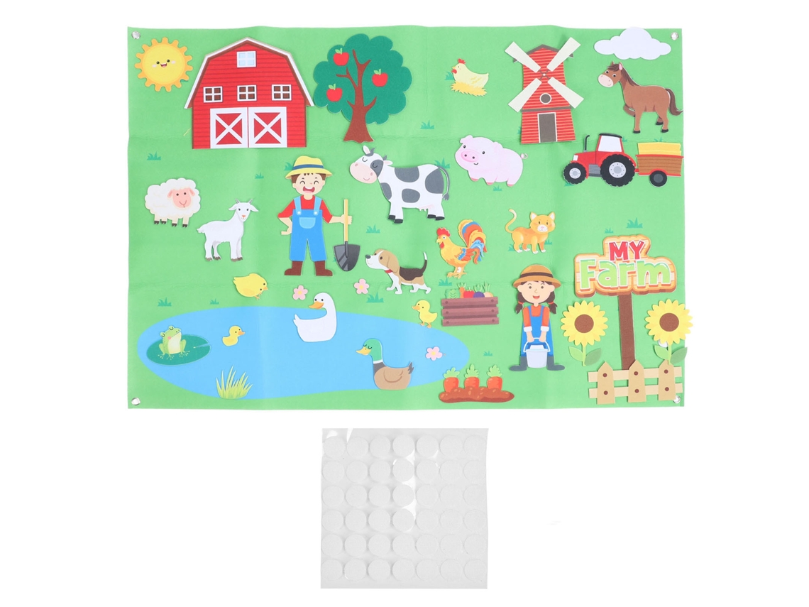 Rebe-set De Pizarra De Fieltro Con Animales De Granja Con 34 Accesorios Para Cuentos Temática Granja