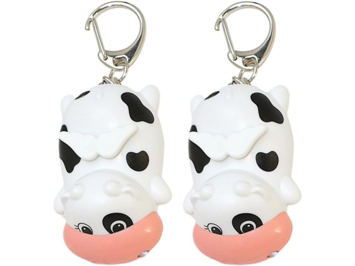 Conjunto De 2 Chaveiros De Vaca Com Luzes, Em Metal E Plástico