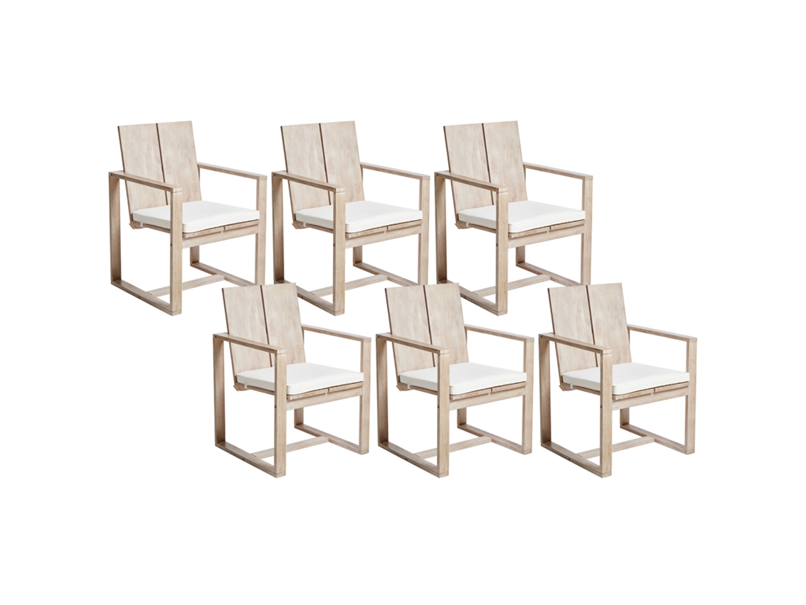 Sillas Rústicas Con Reposabrazos Beliani Azzanello De Madera De Acacia Marrón 63x61x90