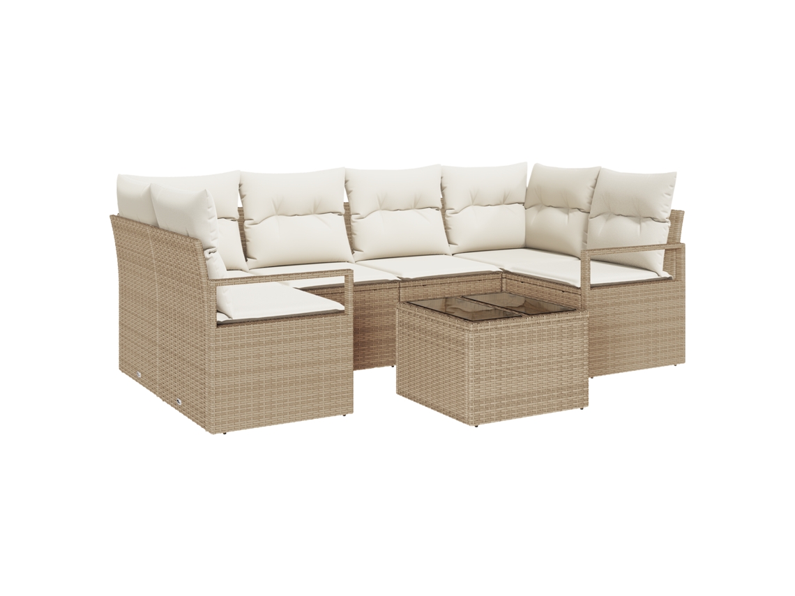 Conjunto 7 Sofá Modular Vidaxl Bege Vime Pe (234 X 122 X 85 Cm)
