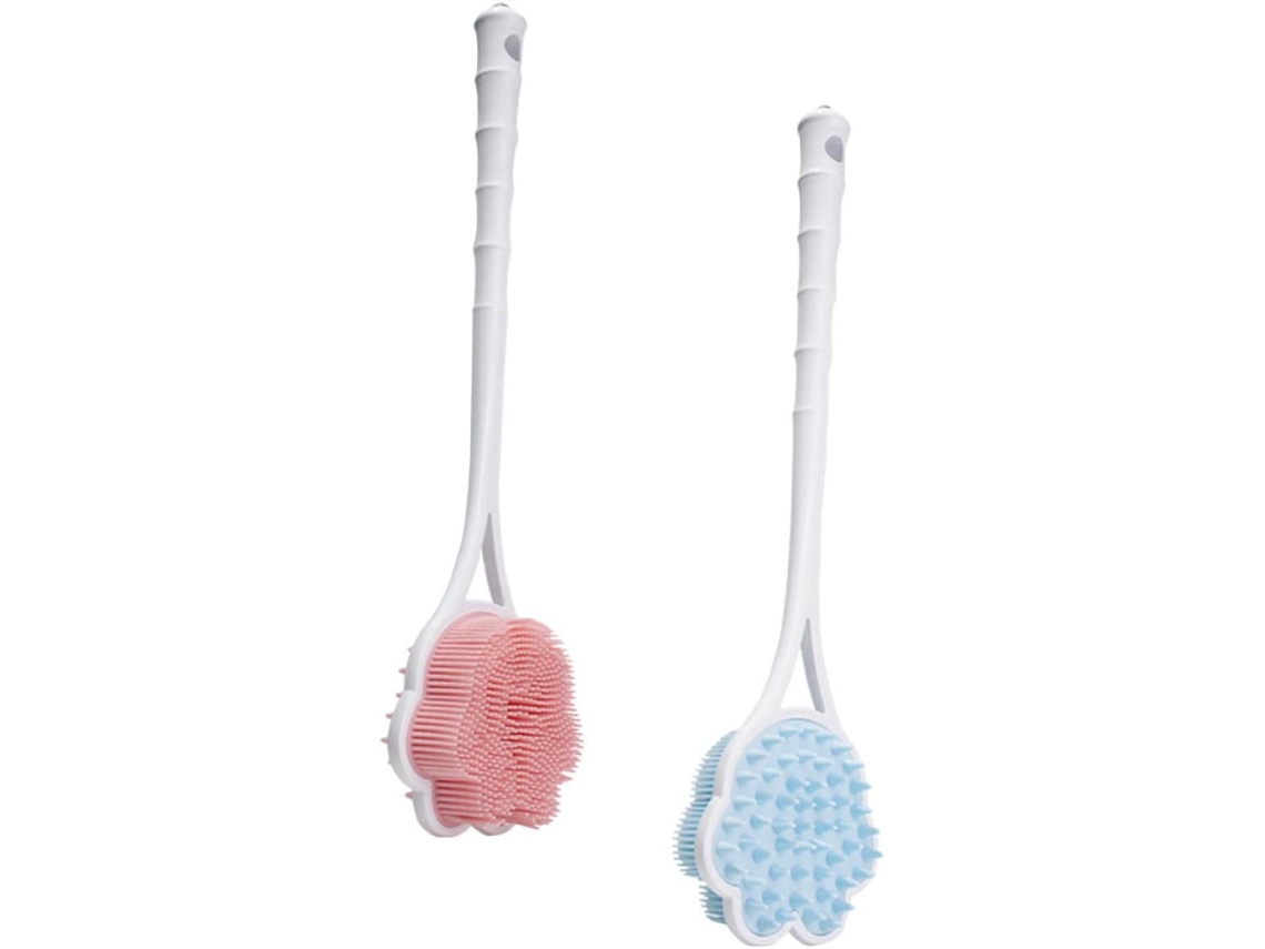 Conjunto De 2 Escovas Banho Healvian Com Cabo Longo E Cerdas Macias Silicone Para Facilitar A Esfoliação Massagem