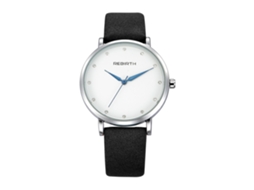 Rebieth Relógio de Pulso de Couro Pu com Strass Azul Estilo Moderno Quartz Fashion