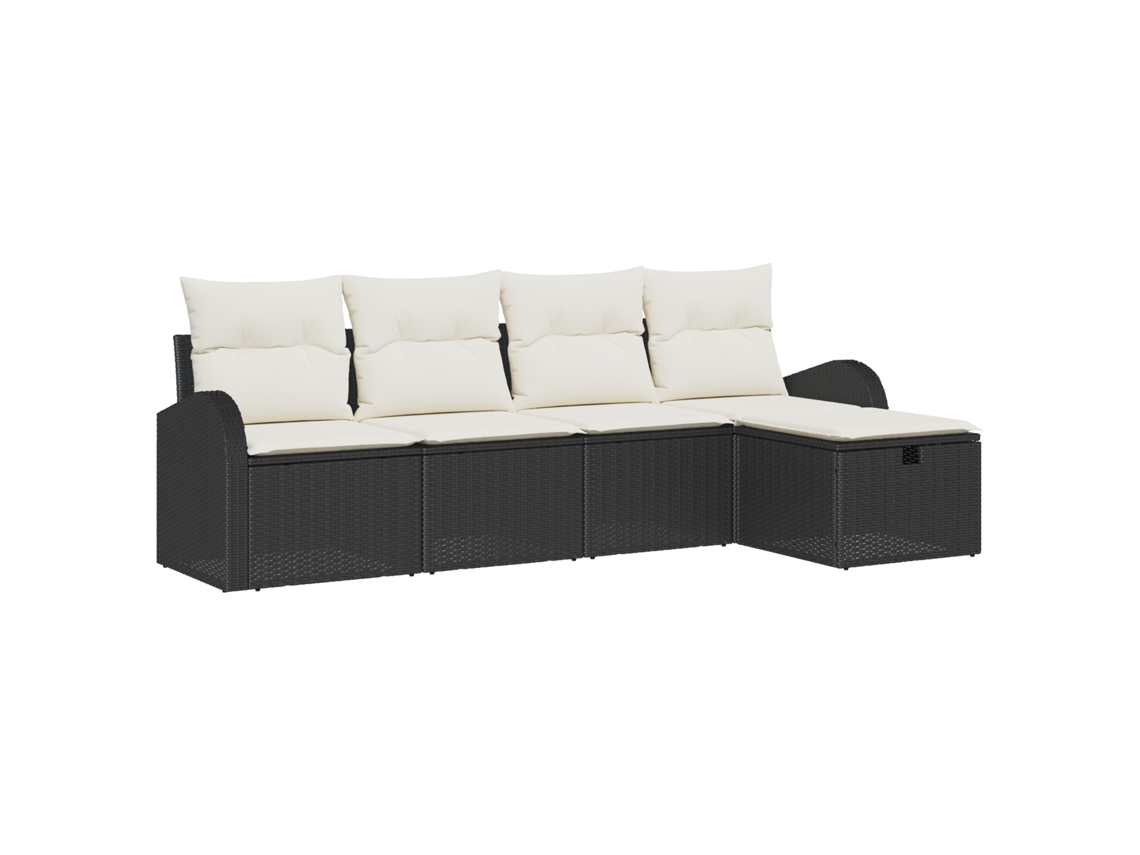 Conjunto 5 Móveis De Jardim Vidaxl Preto Vime Pe (234 X 117 X 85 Cm)