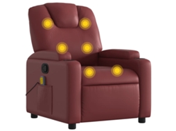 Poltrona Massagem reclinável couro VIDAXL artificial vermelho tinto