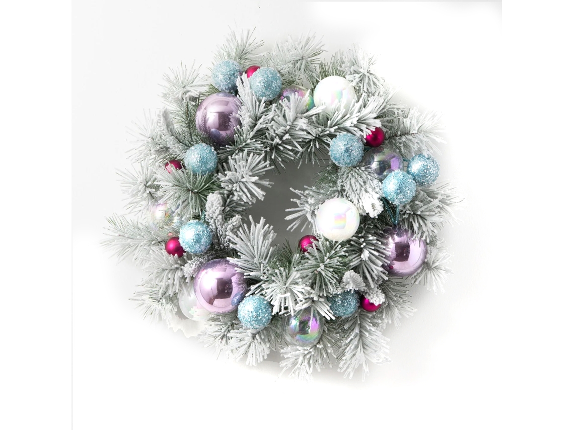 Guia de natal guirlanda de porta branco neve com lavanda e efeito iridescente LAXISCREED