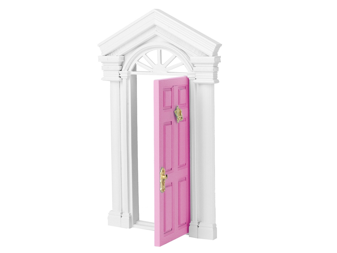 Primerox porta Miniatura de Bétula Abertura Fada para Casinha de Bonecas 1:12 com Acessórios Rosa