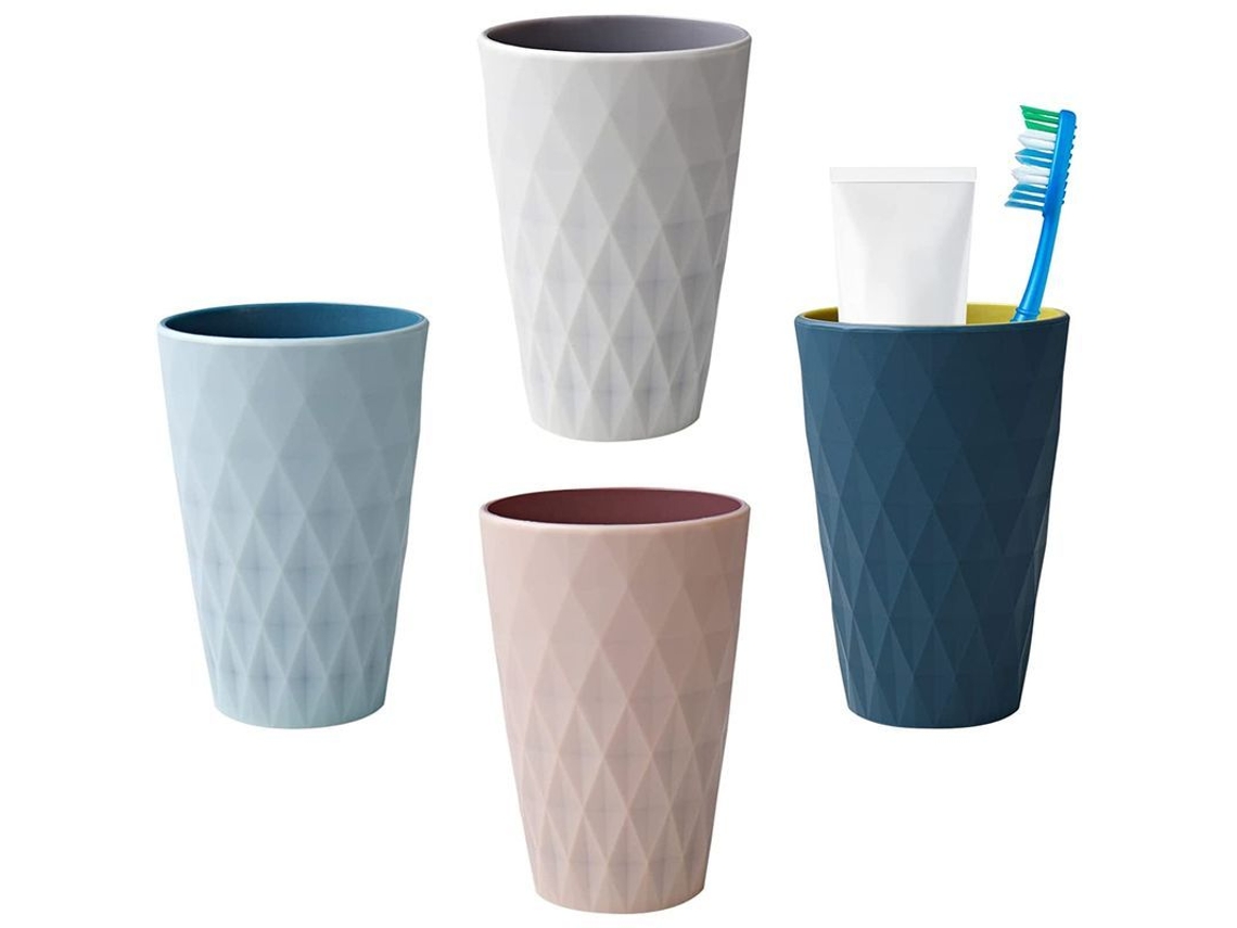 Nova Line copo de Banheiro 450ml, Design Estilo Escandinavo, Resistente, 4 Unidades (8×12×5cm)