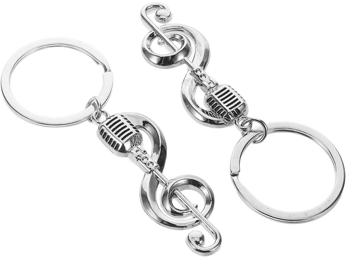 Chaveiro Com Nota Musical, Pingente Elegante De Microfone, 2 Peças