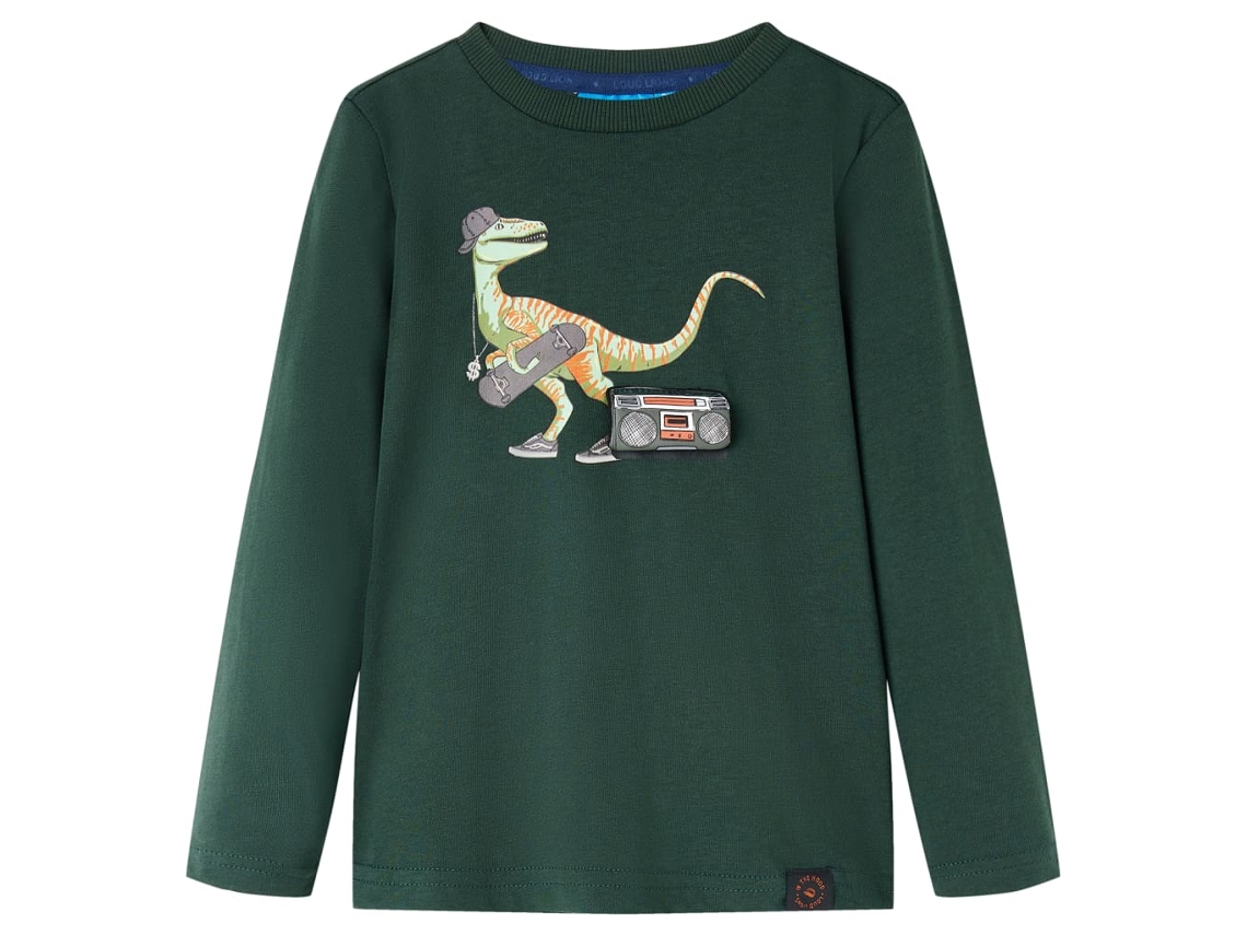 T-shirt De Manga Comprida Para Criança Verde-escuro 104