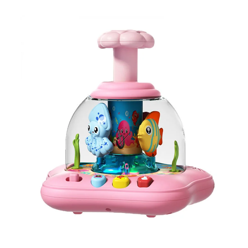 (rosa) Brinquedo Para Carrinho De Bebê Com Animais Marinhos, Cúpula Giratória E Botão.