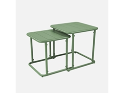 Mesa De Ninho Bistrô Quadrada Para Exterior Em Aço, 45cm, Verde
