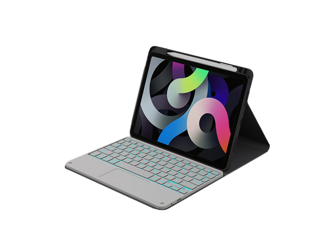 Capa Para Tablet Com Teclado Retroiluminado E Touchpad, Compatível Com Ipad Air 2 (preto E Branco) E De 10,9''.