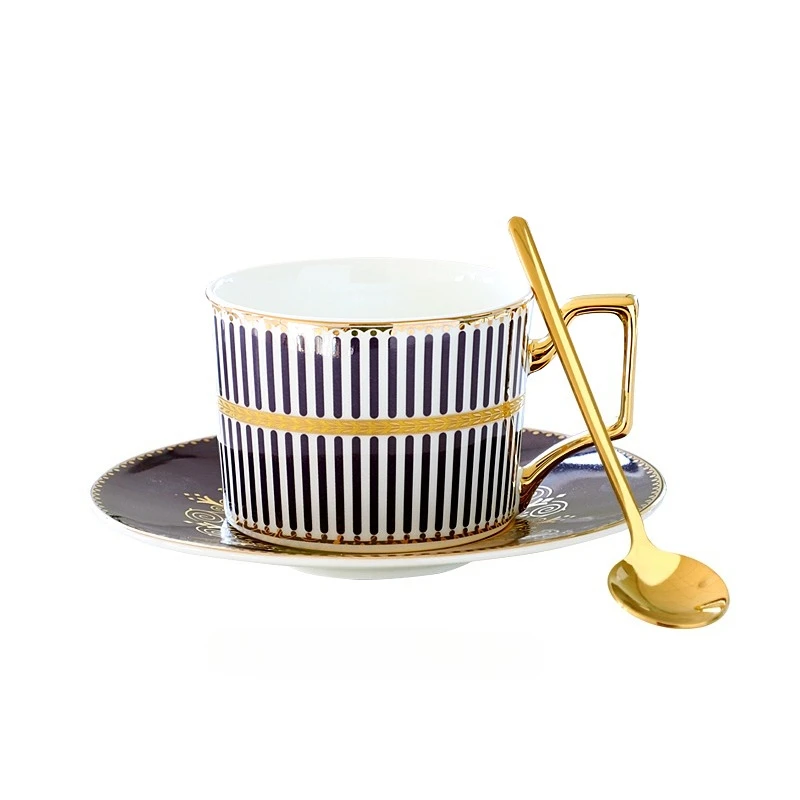 Caneca de Café/escritório de Porcelana Fina de Luxo Europeia com Borda Dourada . MDUG (estilo F, 240 Ml)