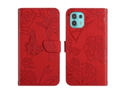 Capa De Celular Em Couro Sintético Com Textura De Borboleta E Peônia, Com Toque Suave, Para Motorola Edge 20 Lite.