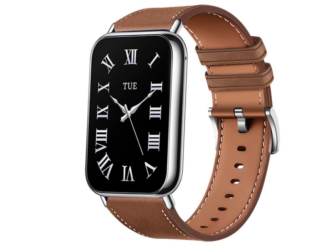 Bracelete Para Redmi Watch 6 / 5 / Xiaomi Band 8 Pro / 9 Pro - Silicone - Textura De Couro Marrom