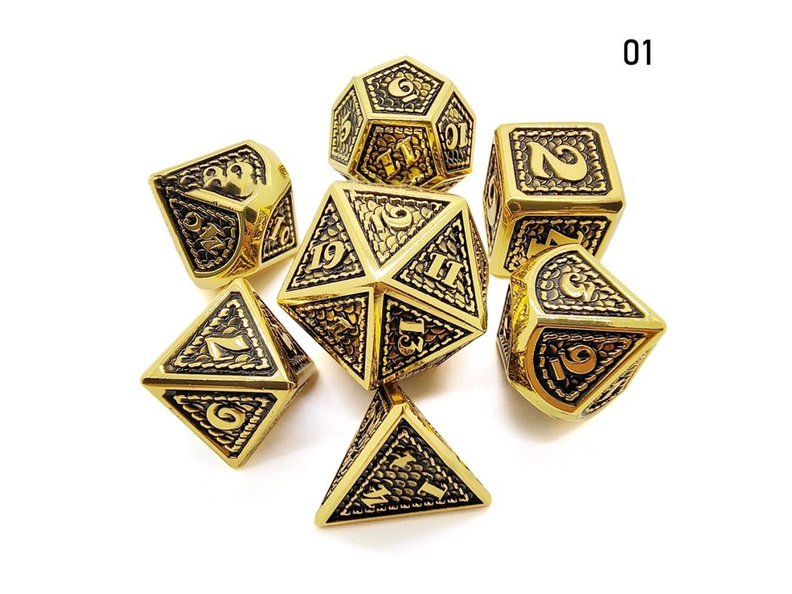Peças/conjunto De Dados De Metal Dnd Dados Poliédricos 01 01 Slowmoose
