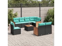 Conjunto de Sofá de Jardim com 8 Peças e Almofadas em Rattan Sintético Cinza VIDAXL