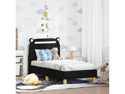 Vidaxl Estrutura de Cama para Criança com Cabeceira Preto 70 X 140 Cm