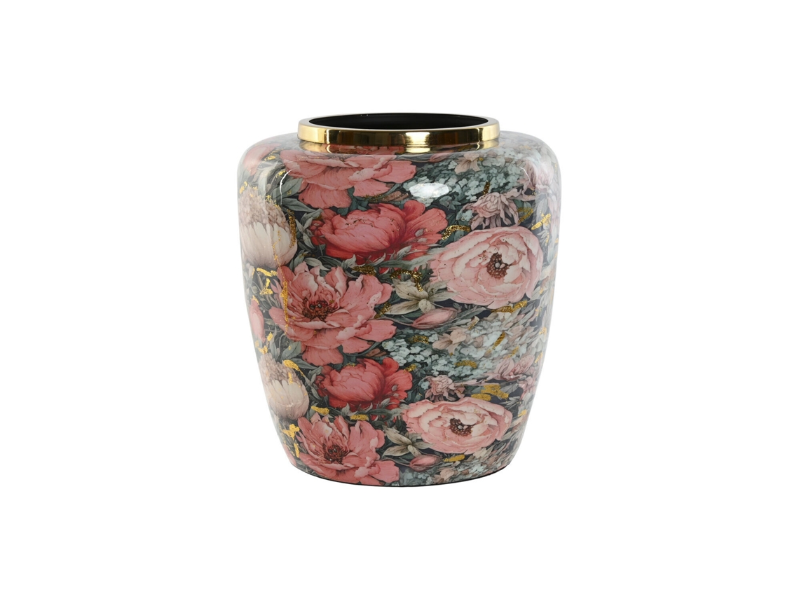 Vaso de Metal com Flores Cor de rosa, 33x33x35cm ALEXANDRA HOUSE LIVING