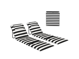 Conjunto De 2 Esteiras De Praia Dobráveis Com Encosto Ajustável E Encosto Acolchoado, 146x50x2 Cm, Cinzento E Branco