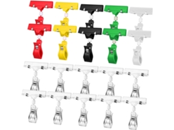 Conjunto de 20 pinos de etiqueta dupla face, resistentes e com mola, com núcleos aleatórios e acabamento.