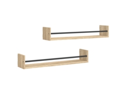 Conjunto de 2 Prateleiras de Parede com Barras Carvalho Sonoma MAISON EXCLUSIVE (80x16x14 cm)