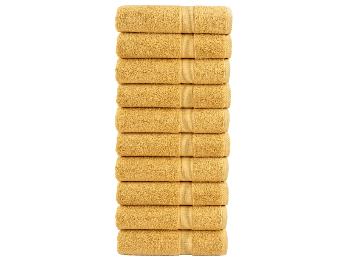 Vidaxl Toalhas De Mãos Premium Solund 10pcs 50x100 Cm 600 Gsm Dourado