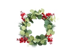 Guirlanda De Natal Com Cerejas Vermelhas E Agulhas De Pinheiro
