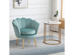 Poltrona Verde Em Veludo Vintage Com Encosto Alto Para Quarto: 74x67x76cm, Design Retrô.