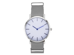 Relógio Quartz Masculino Casual com Pulseira de Nylon e Mostrador Redondo Cinza