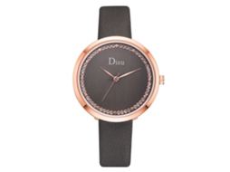 Relógio Feminino de Pulso Simples em Quartzo com Pulseira de Couro Pu Cinza