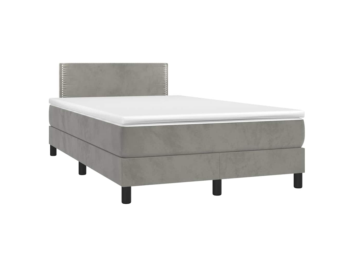 Vidaxl Cama Box Spring Colchão Led 120x190 Cm Couro Artif. Cinza-claro
