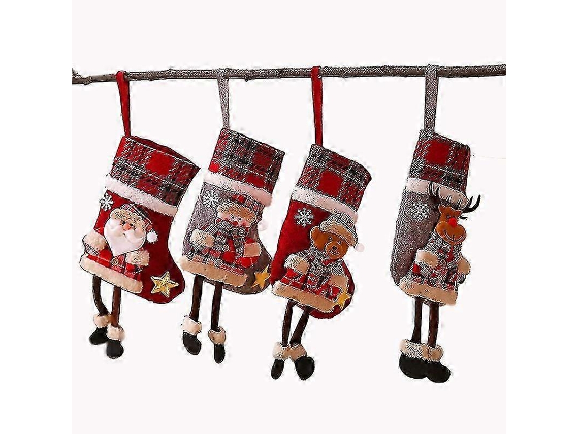 Conjunto De 4 Meias De Natal, Meias De Natal Com Bota, Meias Para Pendurar, Meias De Natal, Sacola De Presente Para Pendurar Doces. Hengjian