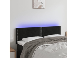 Vidaxl Cabeceira De Cama C/ Luzes Led Veludo 144x5x78/88 Cm Preto