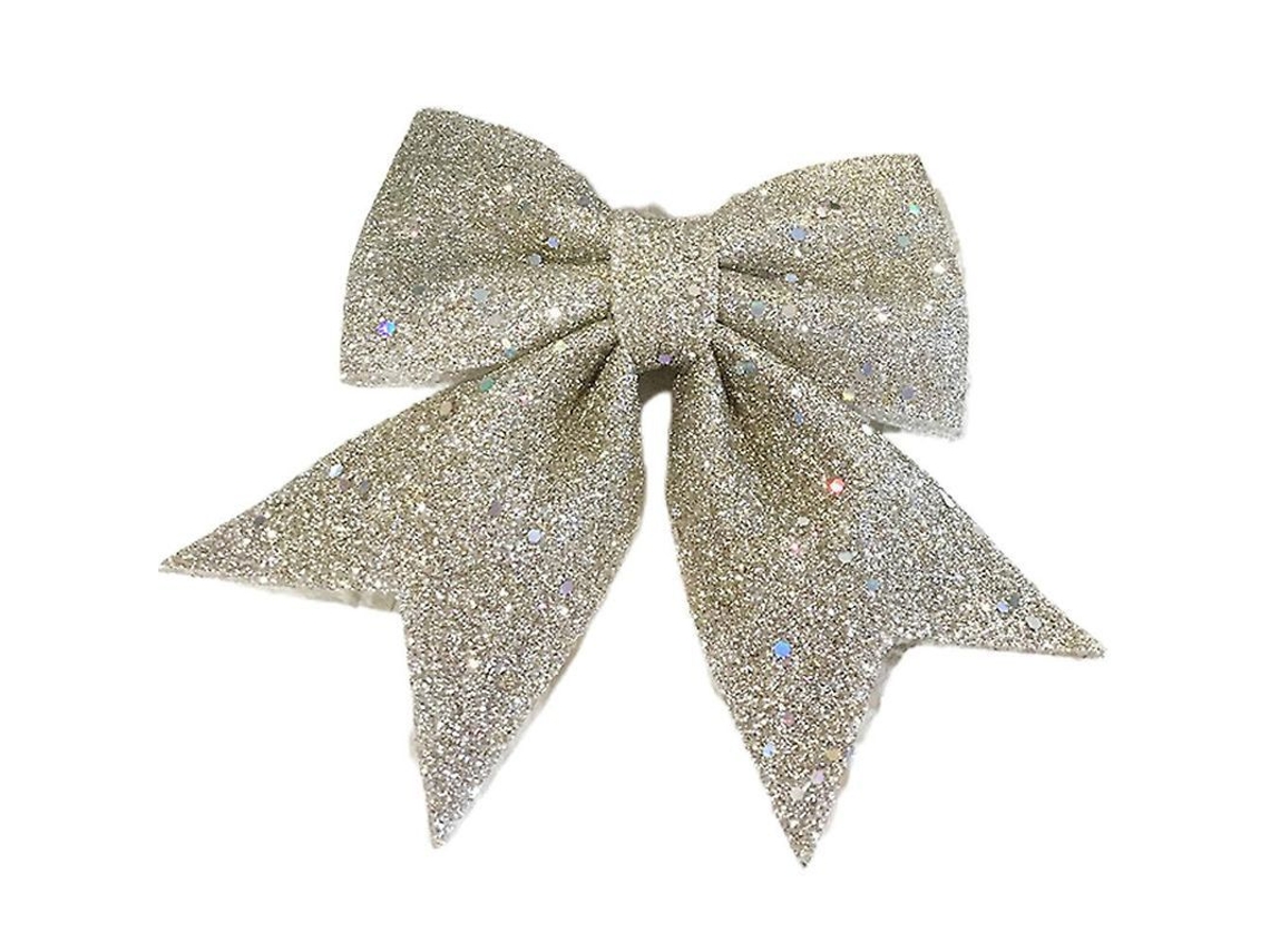 2/10pcs Laços De Natal Com Glitter Em Espuma Para Decoração De Árvore De Natal E Presentes 12*15cm 2 Unidades Champagne