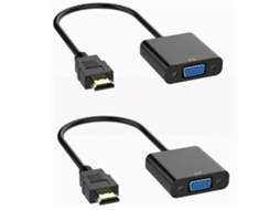 Adaptador Hdmi para Vga 2 Peças 1080P Hdmi Macho para Vga Fêmea para Computador Desktop Preto