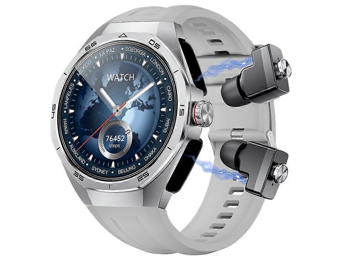 Relógio inteligente GT97 com tela redonda de 1,53 polegadas, smartwatch Bluetooth 2 em 1 com pulseira de silicone, suporte para chamadas Bluetooth, VONKELIOS