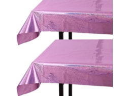 Pacote com 2 Toalhas de Mesa de Plástico Iridescência Capas de Mesa de Folha Holográfica para Decoração 54 X 108 Polegadas Rosa