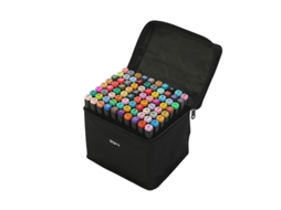 Pacote com 80 Canetas de Ponta de Feltro com Estojo Dupla Multicoloridas AQUAFORGE