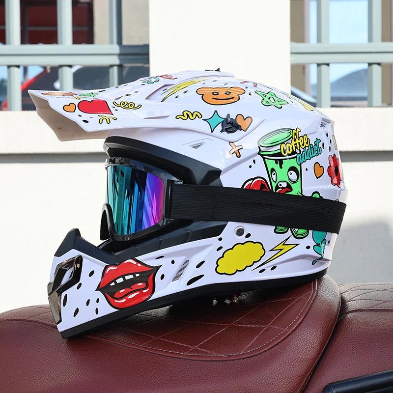(l) Capacete De Motocross Com Viseira, Certificado Dot, Casco Em Abs, Resistente A Impactos.